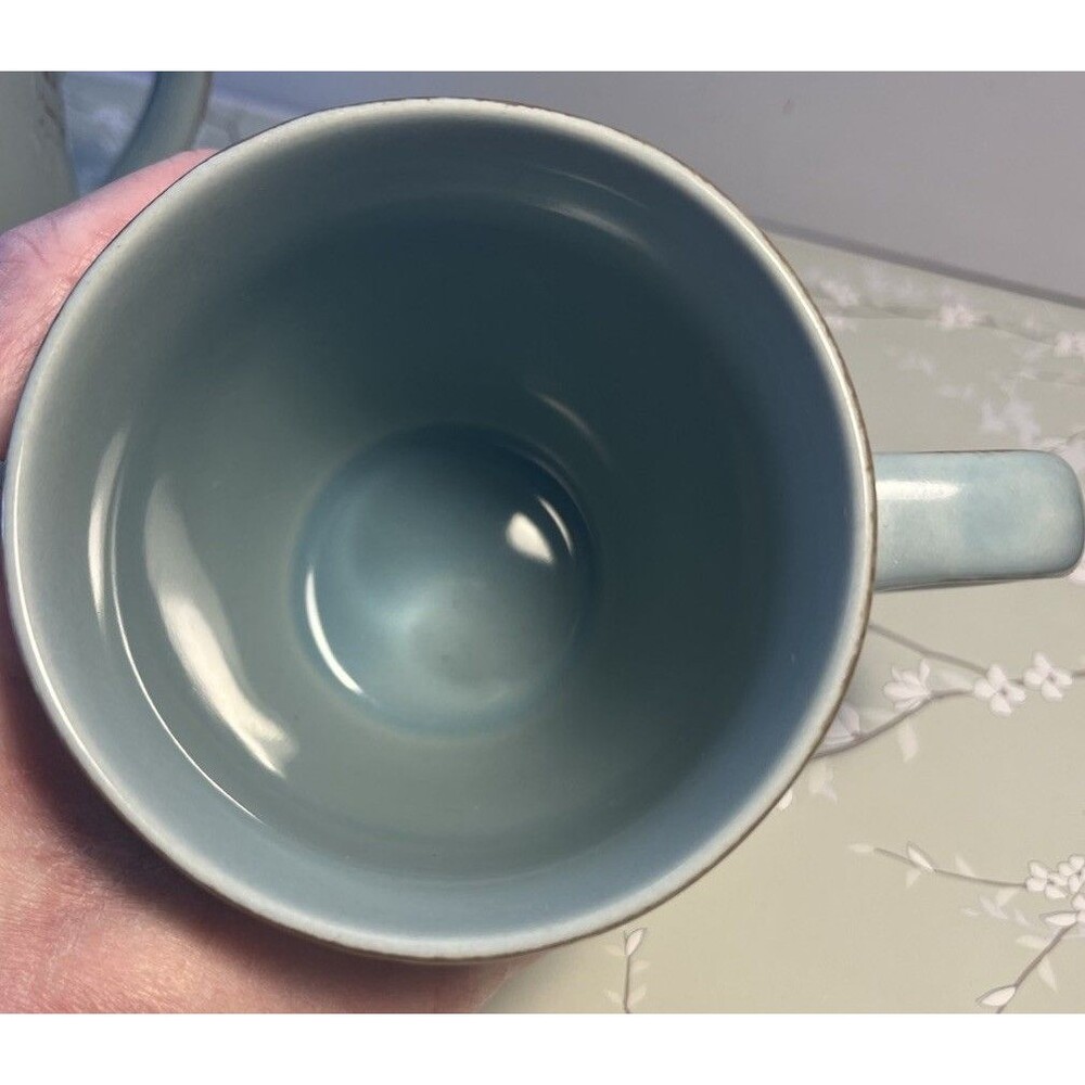 Thompson Pottery Hampton Cape Cod Aqua Blue Sea Shell Coffee Mugs Set of 2 - Picture 5 of 6